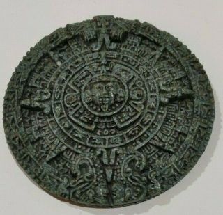 Vintage 5 " Dia Aztec Calendar Stone,  Made In Mexico,  Mexica Calendar,  Sun Stone