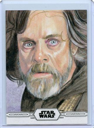 2019 Topps Star Wars Chrome Legacy Luke Skywalker Sketch 1/1 By Jason Davies