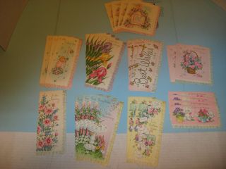 27 Vintage Greeting Cards Embossed Scalloped Edge