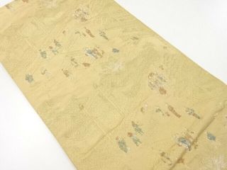 87950 Japanese Kimono / Vintage Fukuro Obi / Woven People In The Past