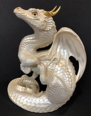 Windstone Editions Pearl White Scratching Emperor Dragon Extremely Rare