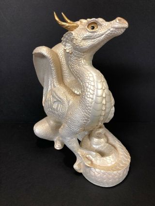 Windstone Editions Pearl White Scratching Emperor Dragon Extremely Rare 3