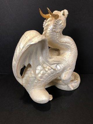 Windstone Editions Pearl White Scratching Emperor Dragon Extremely Rare 4