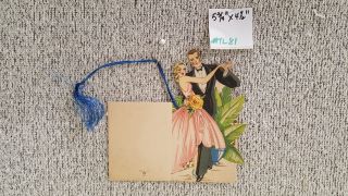 1) Gentleman & Lady Ballroom Die Cut Hallmark Dance Program Card Ephemera Vtg 81