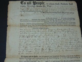 c.  1754 COLONIAL NATICK MASSACHUSETTS PARTIALLY PRINTED DEED 2