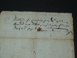 c.  1754 COLONIAL NATICK MASSACHUSETTS PARTIALLY PRINTED DEED 8
