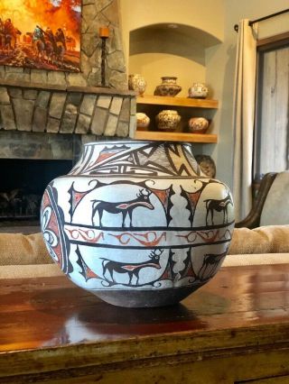 Very Large Historic Zuni Pueblo Pottery Pot Water Olla Circa 1900 4