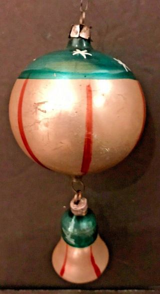 Antique Vintage Patriotic Ball W Hanging Bell Glass German Christmas Ornament