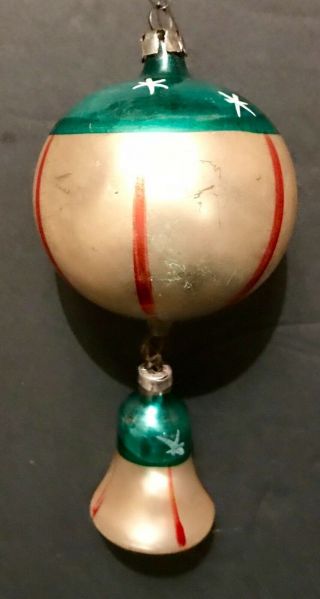Antique Vintage Patriotic Ball W Hanging Bell Glass German Christmas Ornament 2
