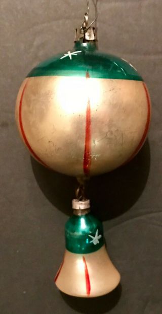 Antique Vintage Patriotic Ball W Hanging Bell Glass German Christmas Ornament 5
