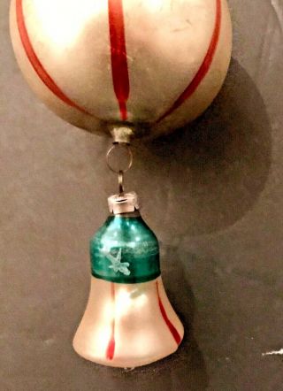 Antique Vintage Patriotic Ball W Hanging Bell Glass German Christmas Ornament 6
