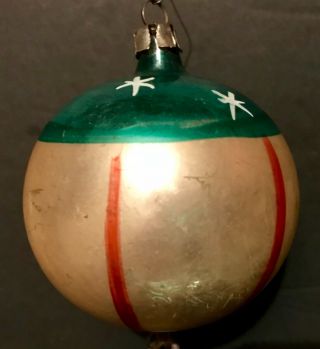 Antique Vintage Patriotic Ball W Hanging Bell Glass German Christmas Ornament 8