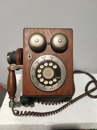 Vintage Wooden Wall Phone Rotary Dial Western Electric Bell Telephone 642877