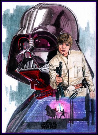 Topps Star Wars Finest Darth Vader Luke Tesb Artist Proof Sketch Card By Cover