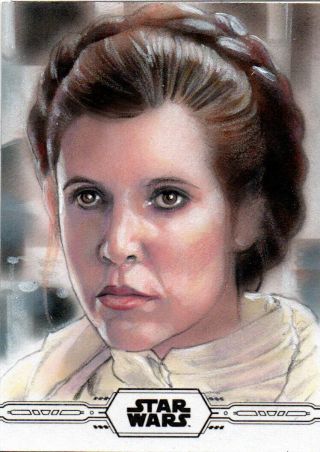 Jason Davies Topps 2019 Star Wars Chrome Legacy Sketch Card Leia Artist Proof