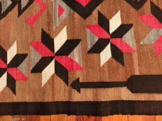 Navajo Arrow & Valero Star Pictorial Rug withBeautiful Brown Handspun Background 11