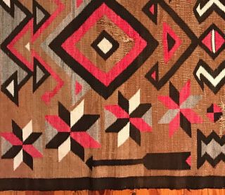 Navajo Arrow & Valero Star Pictorial Rug withBeautiful Brown Handspun Background 3