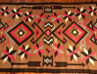 Navajo Arrow & Valero Star Pictorial Rug withBeautiful Brown Handspun Background 4