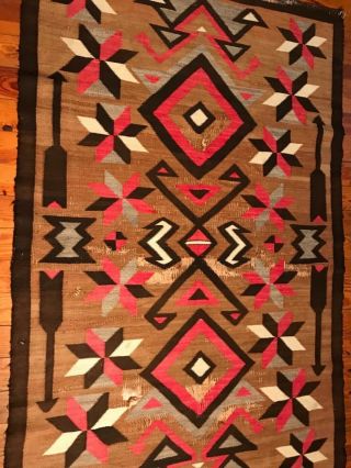 Navajo Arrow & Valero Star Pictorial Rug withBeautiful Brown Handspun Background 5