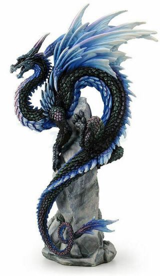 Sapphire Sentinel Dragon Statue By Andrew Bill Collectible Figurine