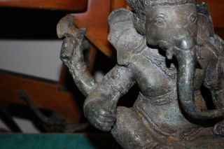 Antique India Ganesh Elephant God Hinduism Bronze Brass Statue - Museum Quality 12