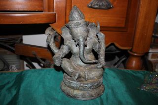 Antique India Ganesh Elephant God Hinduism Bronze Brass Statue - Museum Quality