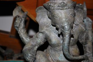 Antique India Ganesh Elephant God Hinduism Bronze Brass Statue - Museum Quality 3
