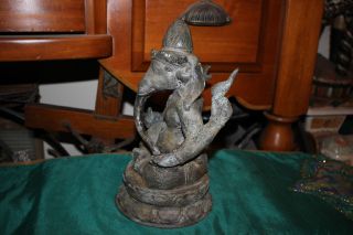Antique India Ganesh Elephant God Hinduism Bronze Brass Statue - Museum Quality 5