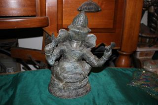 Antique India Ganesh Elephant God Hinduism Bronze Brass Statue - Museum Quality 6