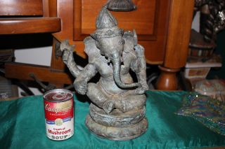 Antique India Ganesh Elephant God Hinduism Bronze Brass Statue - Museum Quality 8