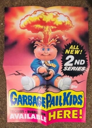 1985 Topps Garbage Pail Kids Os2 Poster.  Series 2 Box Poster Crisp