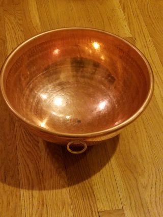Vintage 14 3/4 " Mauviel Hammered Copper Mixing Bowl