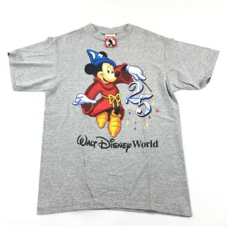 Vtg 90s Walt Disney World Mickey Mouse Magic 25th Anniversary T Shirt Medium