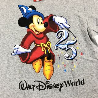 Vtg 90s Walt Disney World Mickey Mouse Magic 25th Anniversary T Shirt Medium 2