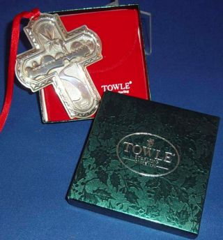 1995 Towle Annual Old Master Pattern Sterling Silver Cross Xmas Ornament Pendant
