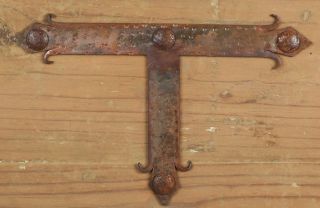Rustic Door Hardware - " T " Strap - Large - Mexican - Iron - Hand Hammered - Handmade - 12x7 In