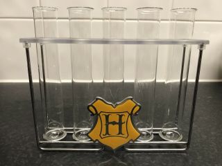 Harry Potter Hogwarts Set Of Glass Vials Spice,  Herb Rack/ Shot Glass (no Corks)
