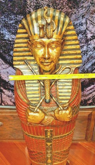 King Tutankhamen Sarcophagus Cabinet 4,  feet tall Egyptian Pharaoh King Tut 5