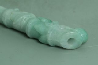Cert ' d Untreated green Nature jadeite Jade Sculpture Cigarette holder 烟嘴w055042 2
