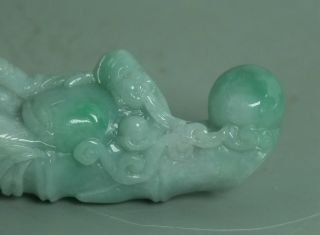 Cert ' d Untreated green Nature jadeite Jade Sculpture Cigarette holder 烟嘴w055042 4
