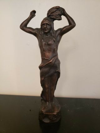 Native American Art Indian Sculpture 5 Lbs Bronze Unmarked
