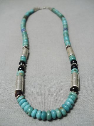 Authentic Vintage Navajo Thomas Singer Turquoise Sterling Silver Necklace