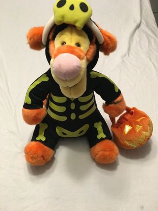 Disney Store Winnie The Pooh 14 " Halloween Tigger Skeleton Stuffed Plush
