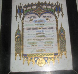 Framed Antique Gold Print Lords Prayer in German,  Du bist im Himmel,  1880 ' s Kansas 5