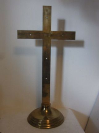 Huge 24.  4 " Benziger Brass Altar Field Cross Marked U.  S Military