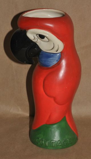 Vintage Omc Japan Otagiri Pottery Parrot Macaw Tiki Mug Vase Hawaiian Cottage