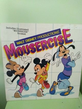 Vintage Walt Disney Productions " Mousercise " / Booklet - Vinyl Album/collectible