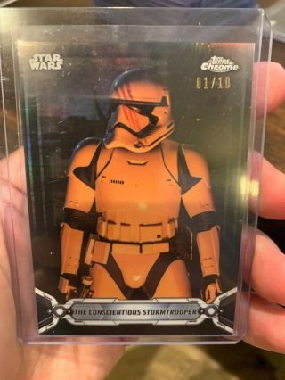 2019 Topps Chrome Star Wars Boyega Conscientious Trooper Black Refractor /10