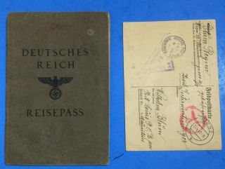 Holocaust Nazi Passport From Vienna Jew With A Paraguay Visa And Pc From Wife