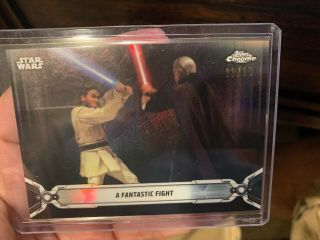 2019 Topps Chrome Star Wars Kenobi Fanstastic Fight Black Refractor Card /10 Obi